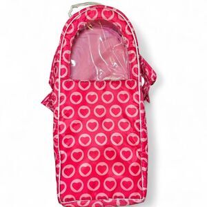 Our Generation 18” Doll Carrier Sleeping Bag Heart Print Pink Backpack